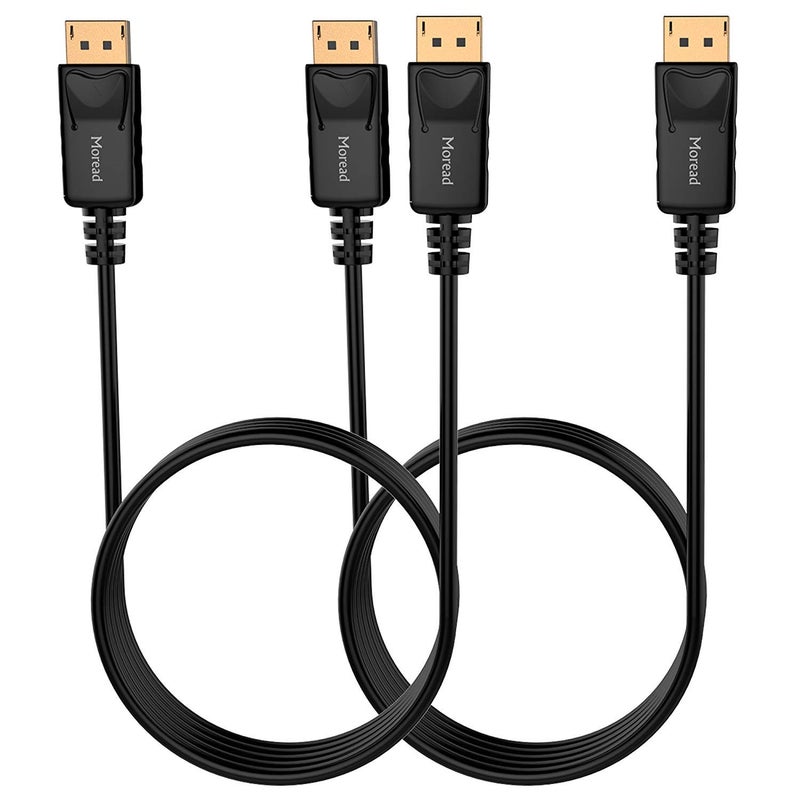 Moread 4K DisplayPort to DisplayPort Cable, 6 Feet, 2 Pack, Gold-Plated High Speed Display Port DP Cable 1.2 (4K@60Hz, 2K@144Hz) for Computer, Desktop, Laptop, PC, Monitor, Projector & More - Image 1